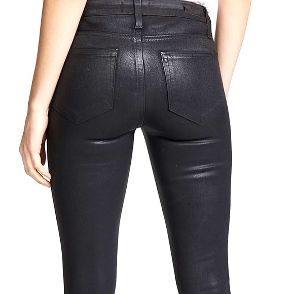 PAIGE Women’s Verdugo Fog Luxe Coating Leather Look Jeans Sz 27 Edgy Skinny - Picture 2 of 11